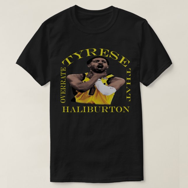 Camiseta Tyrese Haliburton Superestima Aquela Bola de Playo (Frente do Design)