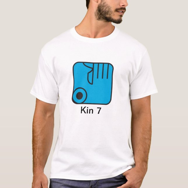 Camiseta Tzolkin Mao Azul Kin 7 (Frente)