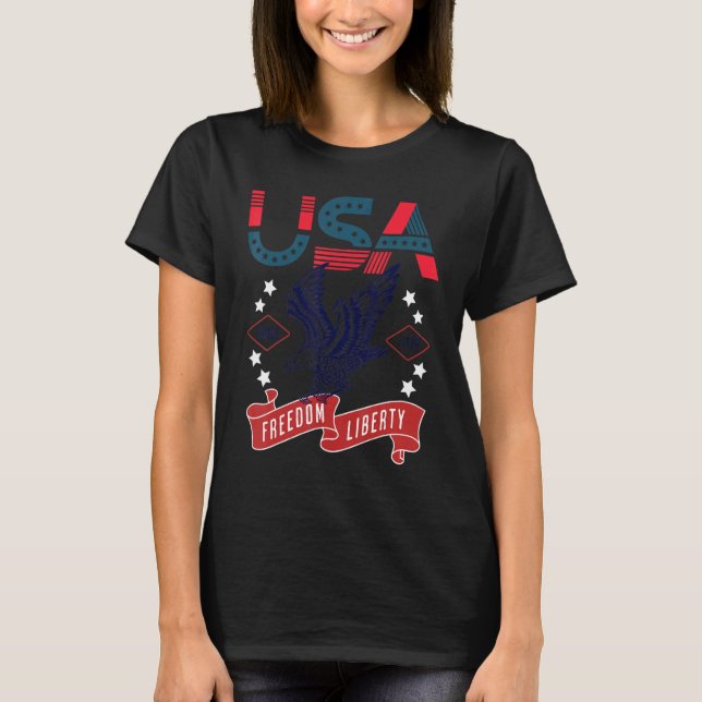 Camiseta U.A. - Bald Eagle Usa - Bandeira 4 de julho Red Wh (Frente)