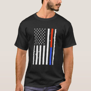 Camiseta U.A., bandeira americana Bombeiro Thin Red Blue Li