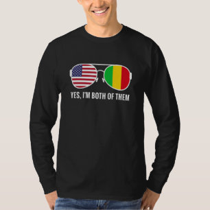 Camiseta U.A. Mali Flag Sunglass Americano malinês