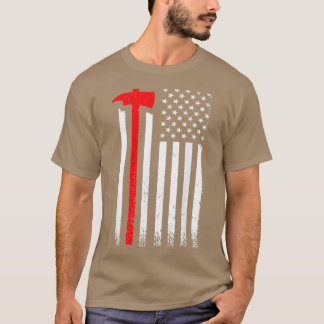 Camiseta U American Flag Ax Fireman Patriot Firefighter