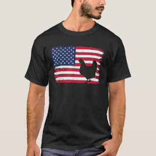 Camiseta U American Flag Chicken 4 De Julho Chicote Farmer