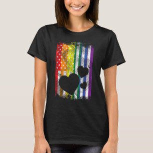 Camiseta U American Flag Hearts Lgbtq Rainbow Flag Gay