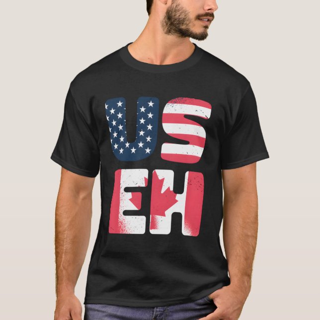 Camiseta U Eh Flag For American Canadian Roots (Frente)
