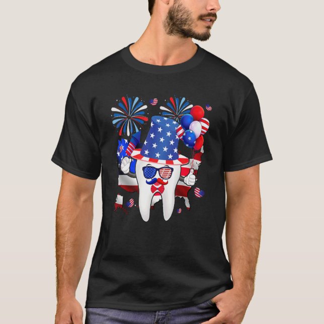 Camiseta U Flag 4 de julho American Dentist Dental Assistan (Frente)