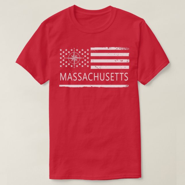 Camiseta U Flag Massachusetts State Love (Frente do Design)