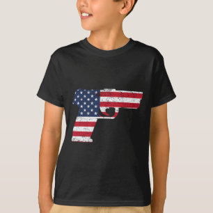 Camiseta U Pistola Americana Bandeira 4 De Julho