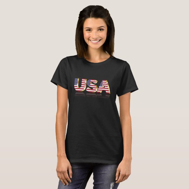 Camiseta U S A na bandeira dos EUA (Frente Completa)