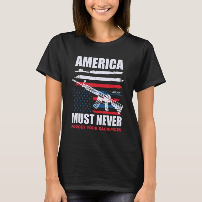 Camiseta U S Flag Veteran Rifle (Frente)
