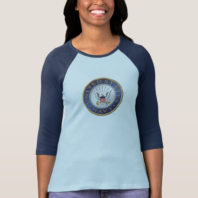 Camiseta U.S. O Bella das mulheres do marinho+Canvas (Frente)