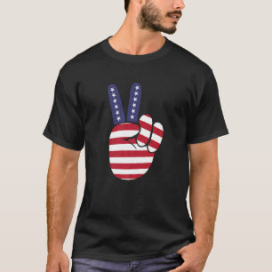 Camiseta U Victory Finger American Flag Peace Sign