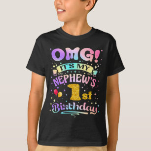 Camiseta Uau É O Aniversário De 1 Ano Do Meu Sobrinho Feliz