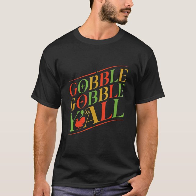 Camiseta Uau Gobble Gobble, Garotos Pequenos de Ação de Gra (Frente)
