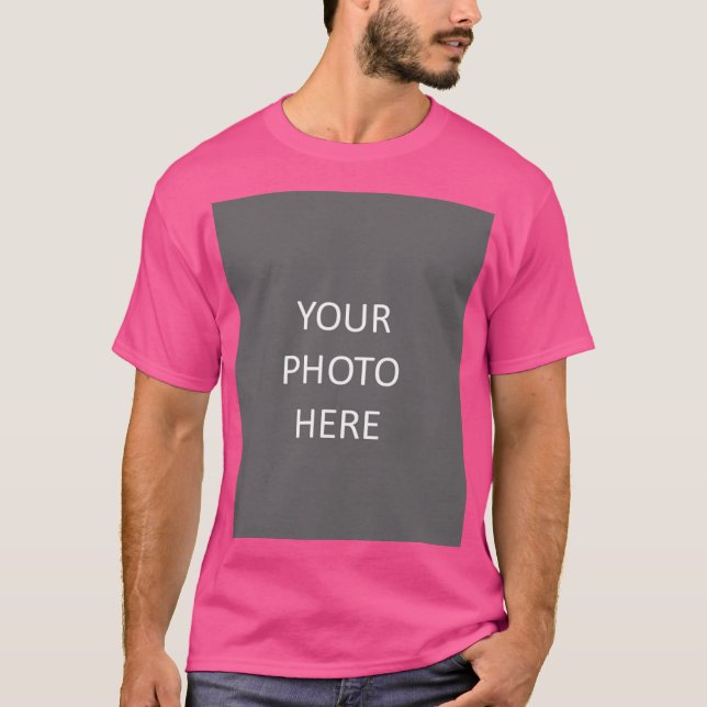 Camiseta Uau Rosa Adicionar Sua Foto De Imagem (Frente)