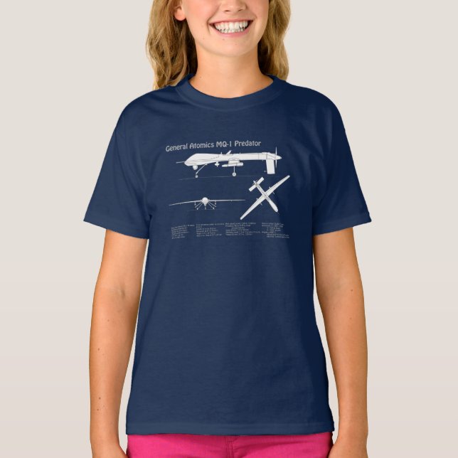 Camiseta UAV de Predador MQ-1 - ABD de Bluetooth de Avião (Frente)