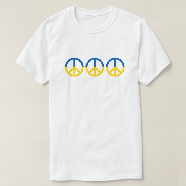 Camiseta Ucrânia 3 Sinalização da paz Amarelo azul (Frente do Design)