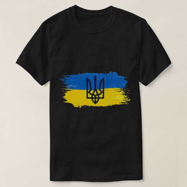 Camiseta Ucrânia: Bandeira Apoiando Orgulho Ucraniano (Frente do Design)