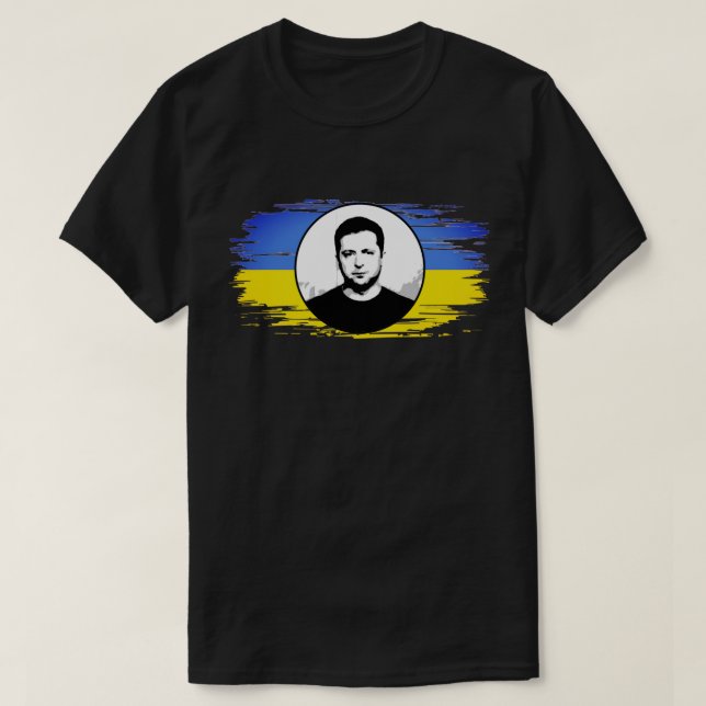 Camiseta Ucrânia Bandeira azul-amarela Zelenskyy (Frente do Design)