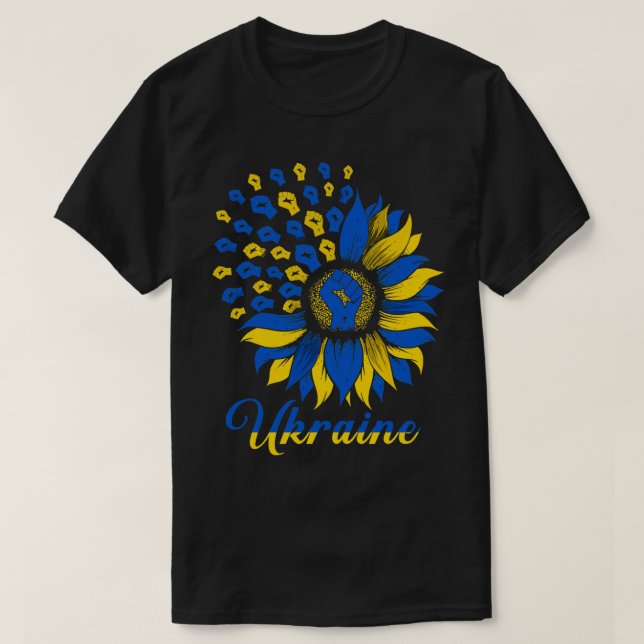 Camiseta Ucrânia Bandeira de Girassol Apoio Ucrânia Ucrânia (Frente do Design)