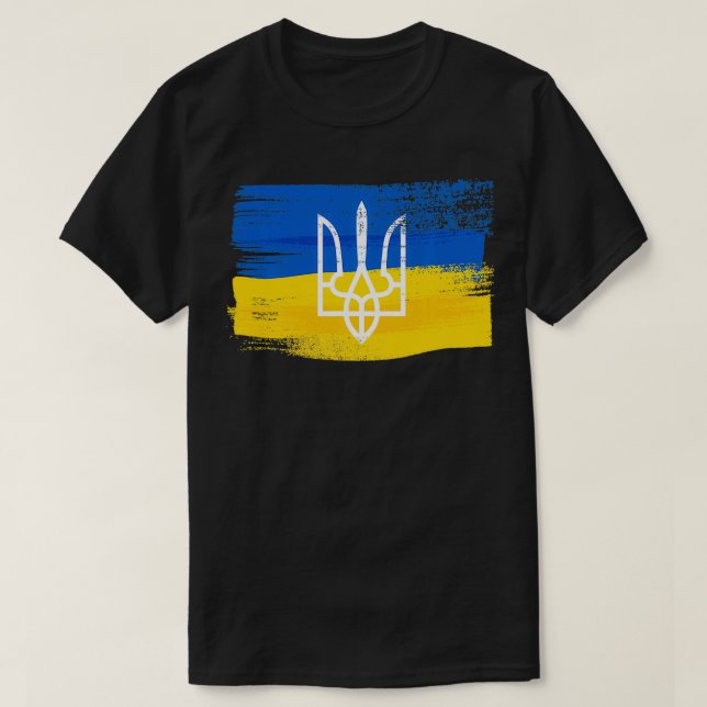 Camiseta Ucrânia Bandeira e Casaco de Armas Pintadas P Ucra (Frente do Design)