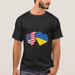 Camiseta Ucrânia Bandeira EUA Coração Ucraniano Am
