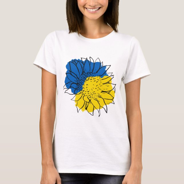 Camiseta Ucrânia Bandeira Sunflower Vintage Apoio ucraniano (Frente)