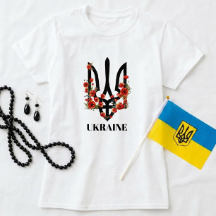 Camiseta UCRÂNIA. Brasão de Armas. Tridente. Tryzub. Camise