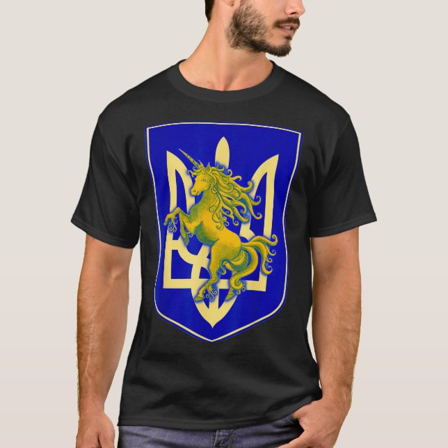 Camiseta Ucrânia Casaco de armas Ucrânia - Ajuda para salva (Frente)