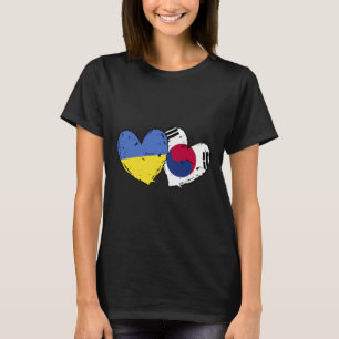 Camiseta Ucrânia Coreia do Sul Corações Bandeiras Ucraniano
