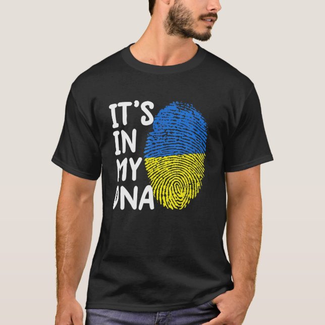Camiseta Ucrânia Está no meu lover ucraniano de DNA (Frente)