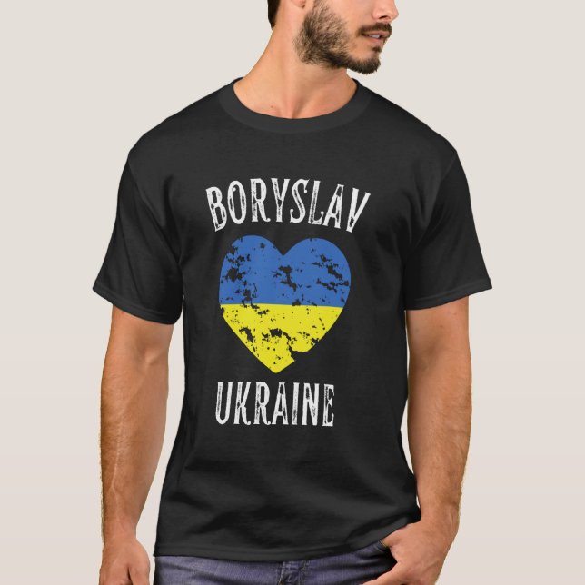 Camiseta Ucrânia Flag Heart Boryslav (Frente)