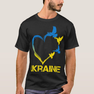 Camiseta Ucrânia Flag Heart Vintage Ucraniano Amantes do Uk