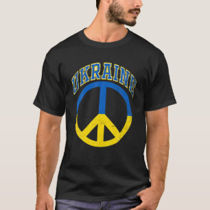 Camiseta Ucrânia Flag Peace Symbol University Style Vintage