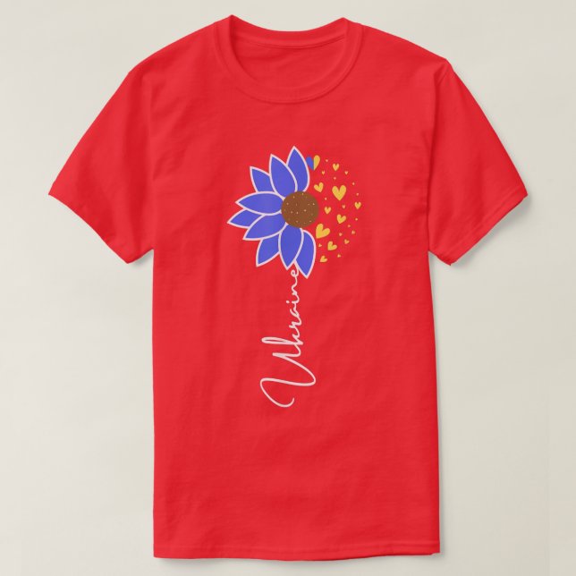 Camiseta Ucrânia Flag Sunflower Heart (Frente do Design)