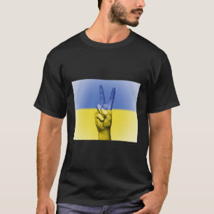Camiseta Ucrânia Flag V Hand Peace and Love T-Shirt