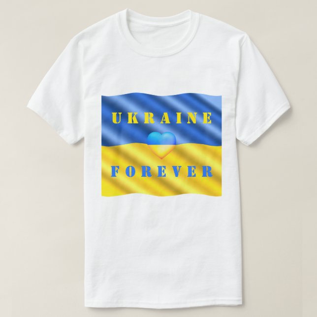 Camiseta Ucrânia Forever T-Shirt Suporte a Bandeiras Ucrani (Frente do Design)