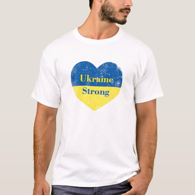 Camiseta Ucrânia Forte Coração - Ucrânia Forte Vestuário (Frente)