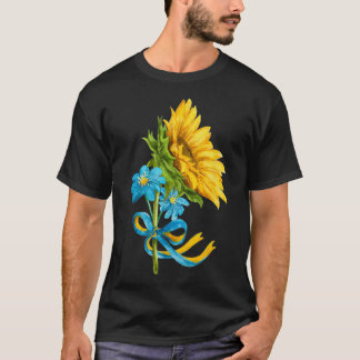 Camiseta Ucrânia Girassóis e flores silvestres em ucraniano