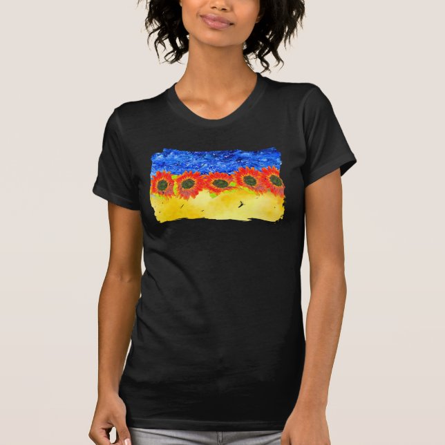 Camiseta Ucrânia Girassol Azul Amarelo Símbolo de bandeira  (Frente)
