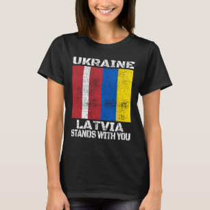 Camiseta Ucrânia Letônia Fica ao Seu Lado Apoio Letão à Ucr