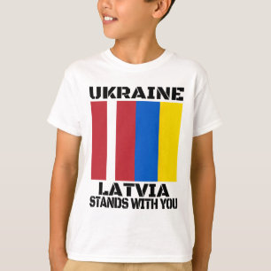 Camiseta Ucrânia Letônia Fica Com Você Bandeira de Apoio Le