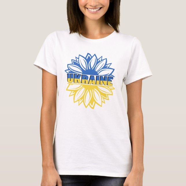 Camiseta Ucrânia no meio do girassol azul e amarelo (Frente)