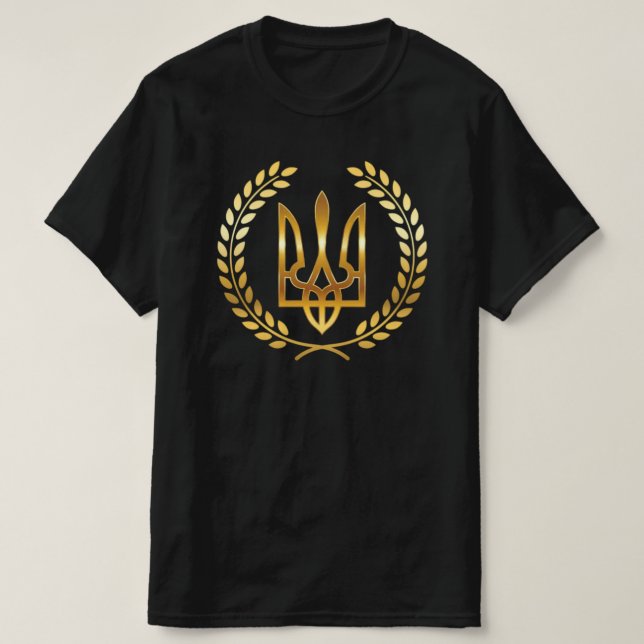 Camiseta Ucrânia Ouro Trident T-Shirt (Frente do Design)