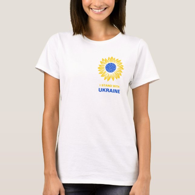 Camiseta Ucrânia Patriótico do Apoio Ucraniano de Girassol (Frente)