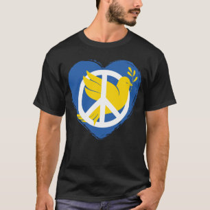 Camiseta Ucrânia Peace Dove Heart Love Ucraniano