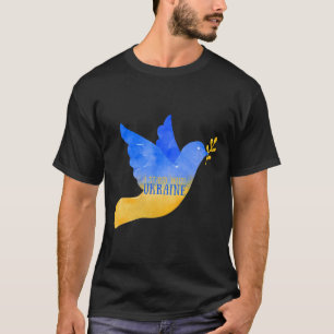 Camiseta Ucrânia Pombo da Paz Eu Fico Com a Bandeira da Ucr