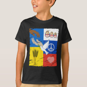 Camiseta Ucrânia Rússia Paz Pombo Amizade Intercultural