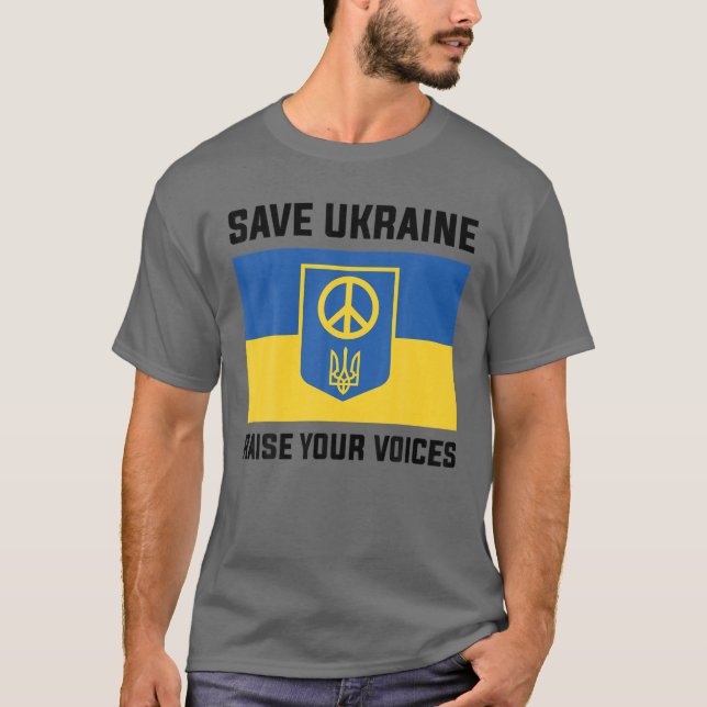 Camiseta Ucrânia Salve Ucrânia Aumente suas vozes Ukr (Frente)