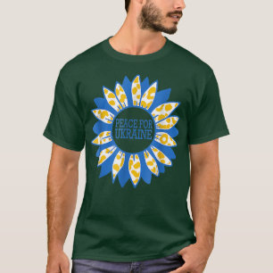 Camiseta Ucrânia Sunflower Stand com Ucrânia Paz para o Rei